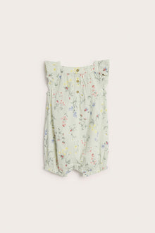 Baby green floral woven romper