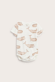 Baby white whale‑print bodysuit