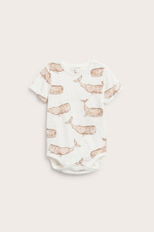 Baby white whale‑print bodysuit