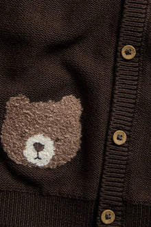 Baby brown cardigan with teddy bear