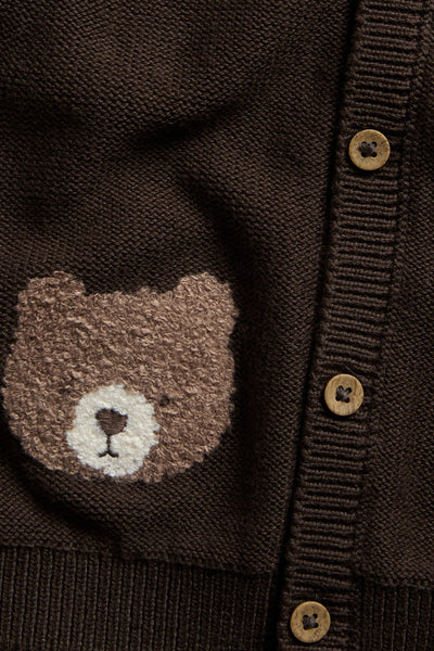 Baby brown cardigan with teddy bear