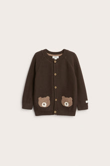 Baby brown cardigan with teddy bear