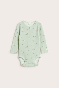 Baby green hedgehog-patterned bodysuit