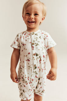 Baby wild strawberry print romper