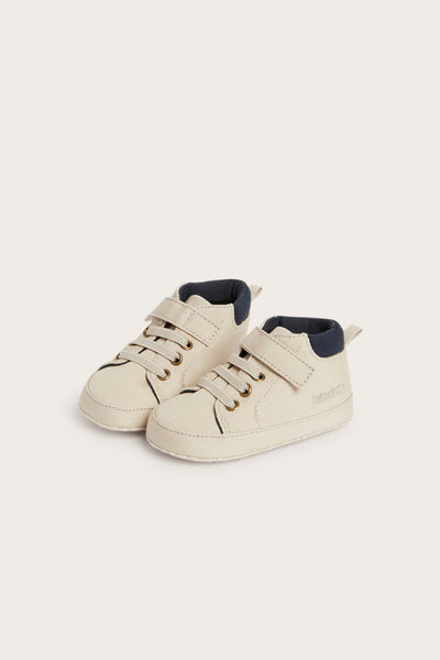 Baby beige cotton shoe with jersey lining