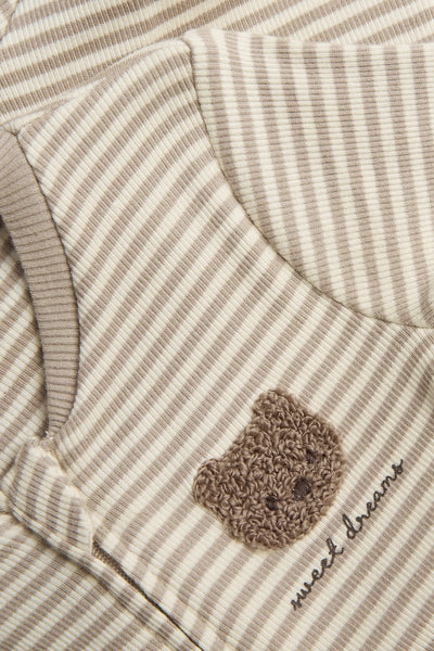 Baby beige striped pyjamas with teddy bear