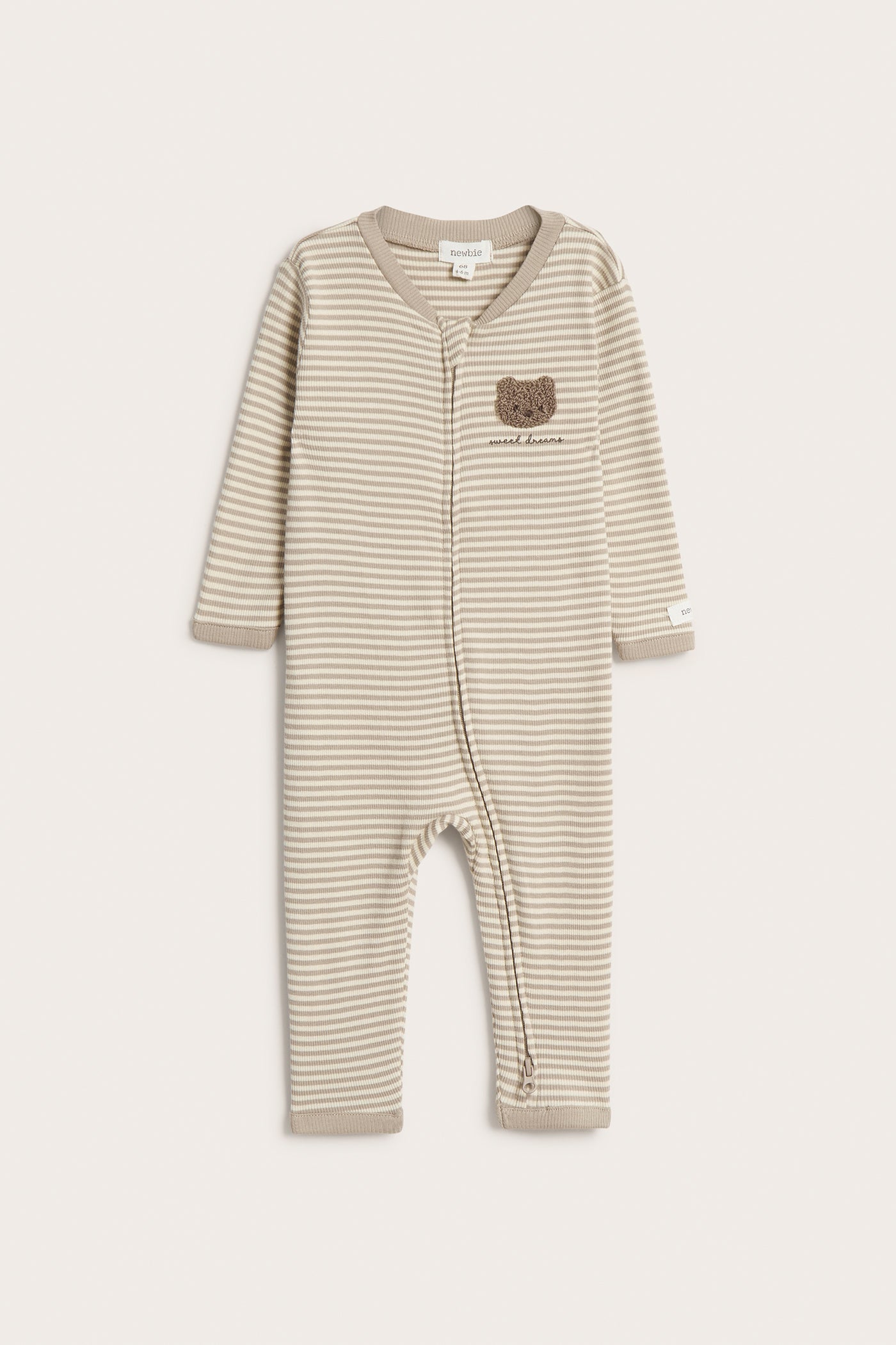 Baby beige striped pyjamas with teddy bear