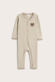 Baby beige striped pyjamas with teddy bear
