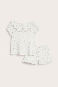 Kids floral pajama set with frill