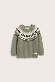 Baby green jacquard knit jumper