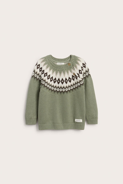 Baby green jacquard knit jumper
