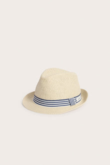 Baby straw hat with striped brim