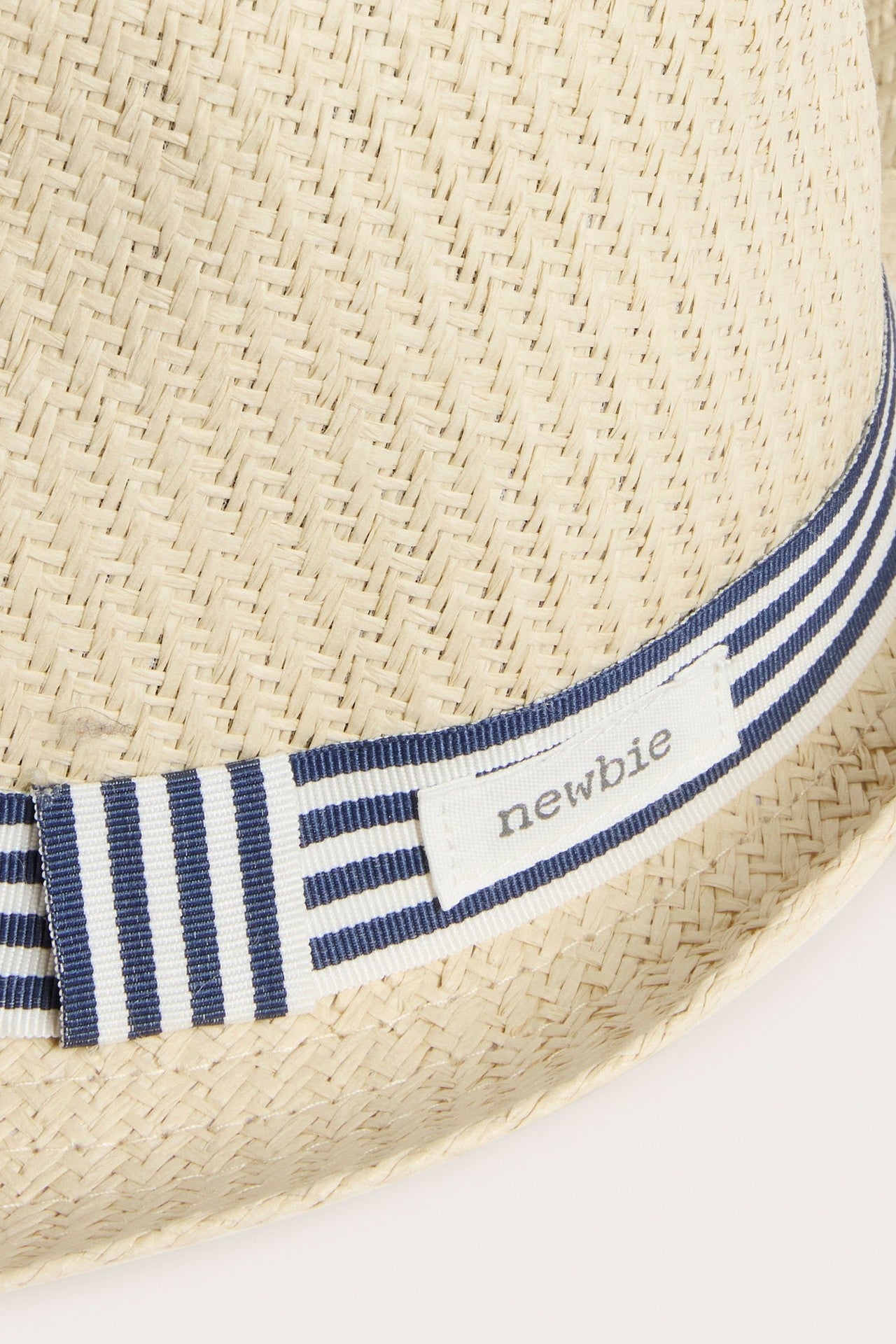 Baby straw hat with striped brim