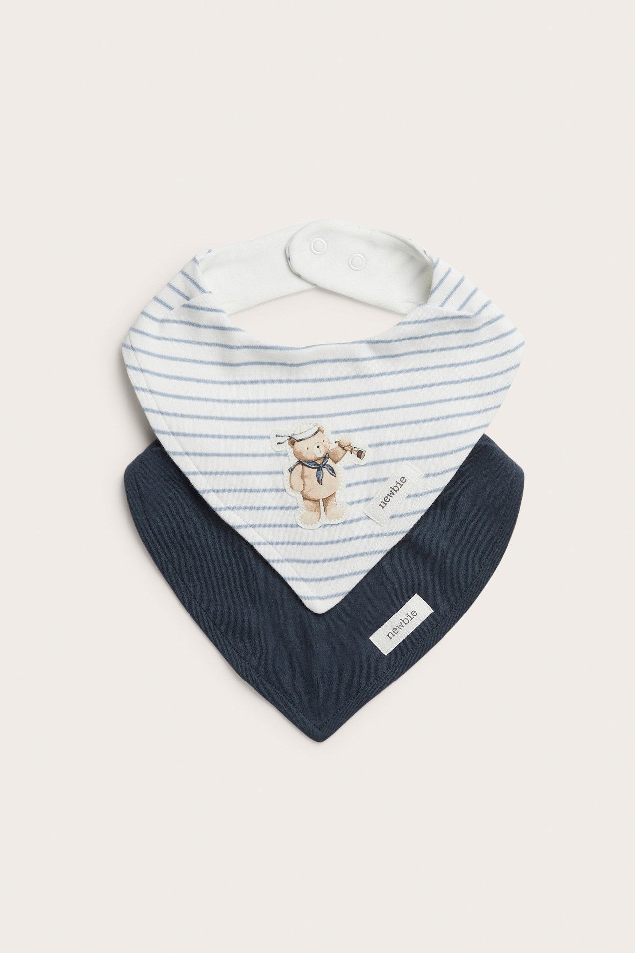 Baby blue teddy bear bibs 2-pack