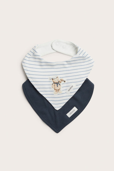 Baby blue teddy bear bibs 2-pack
