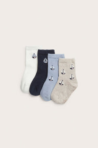 Baby blue sailing boat socks (4-pack)