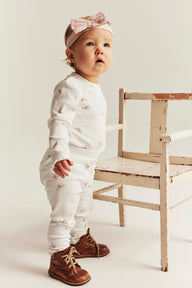 Baby white ribbed leggings with butterfly print