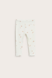Baby white ribbed leggings with butterfly print