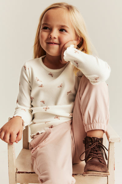 Baby & kids white top with butterfly print