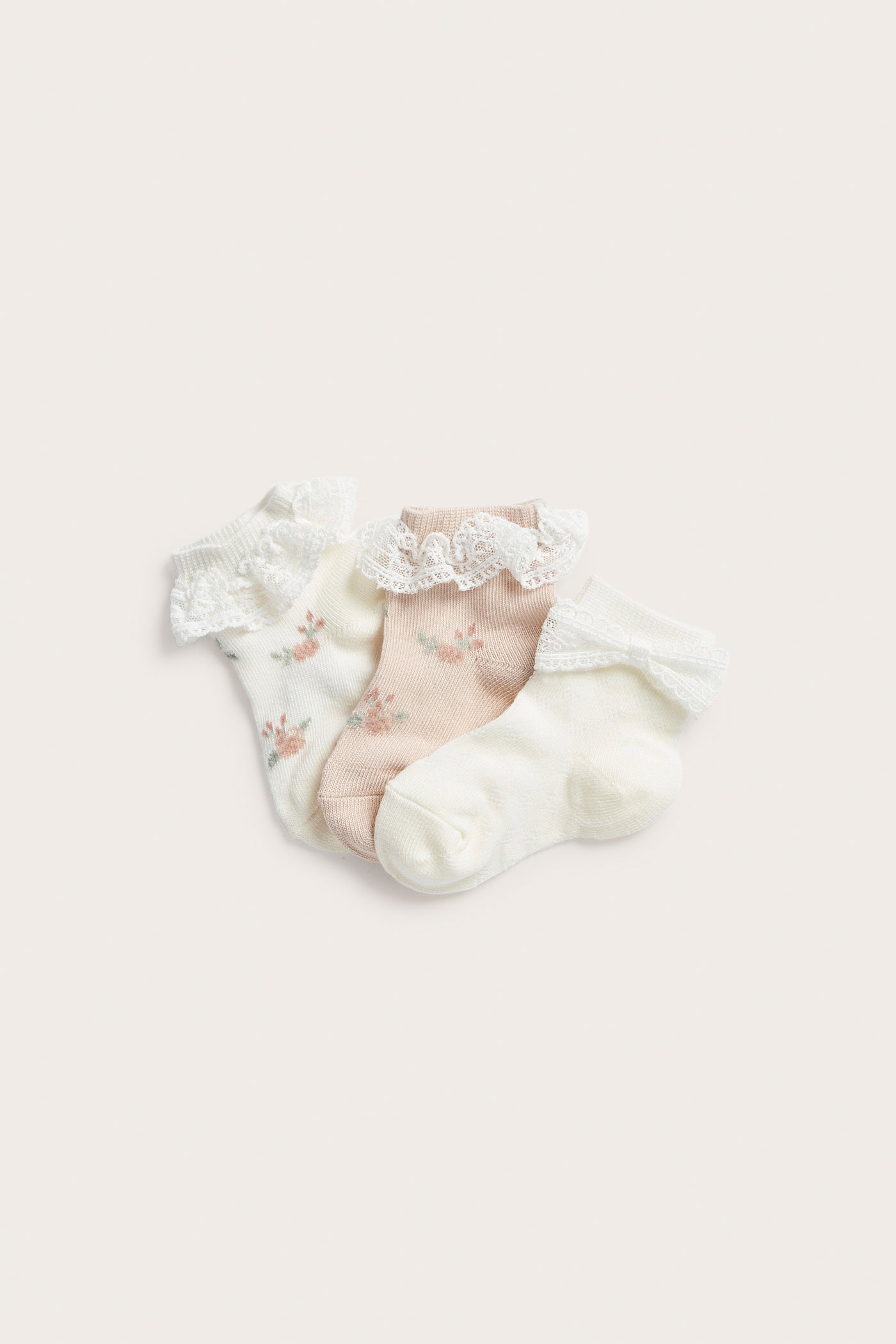Baby white floral socks with lace