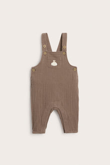 Baby muslin dungarees with teddy bear