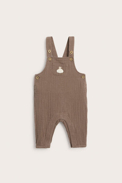 Baby muslin dungarees with teddy bear