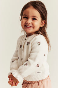 Baby white floral embroidery cardigan