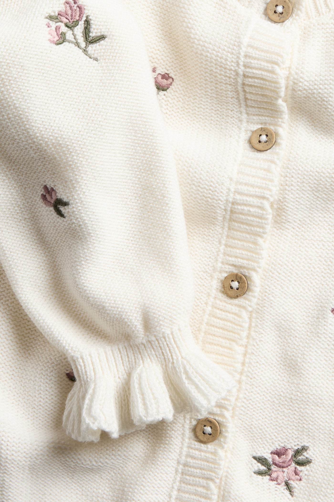 Kids white floral embroidery cardigan