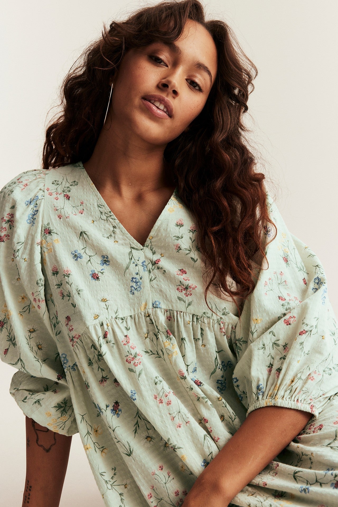 Women’s green floral cotton dress