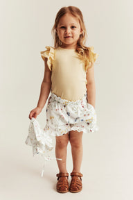 Kids white floral jersey shorts