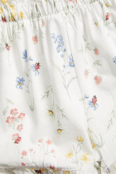Kids white floral jersey shorts