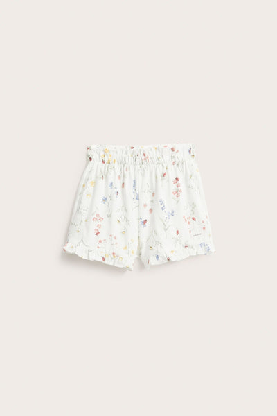 Kids white floral jersey shorts