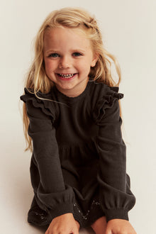 Kids brown frilled dress