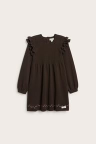Kids brown frilled dress
