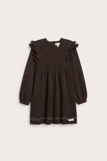 Kids brown frilled dress