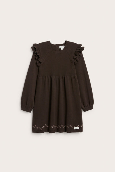 Kids brown frilled dress
