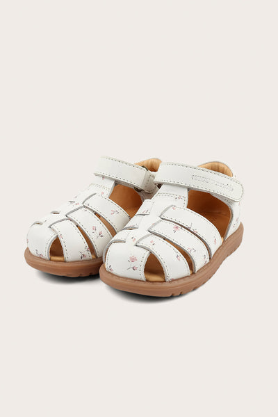 Kids white floral leather strap sandal Hällevik