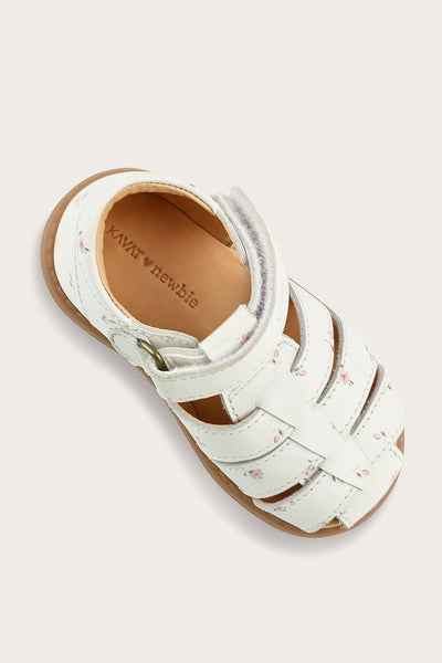 Kids white floral leather strap sandal Hällevik