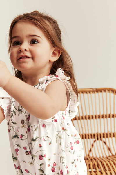 Baby wild strawberry romper