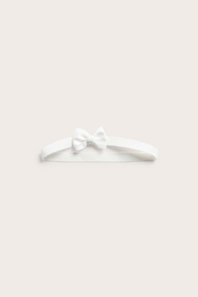 Kids white hairband with satin bow