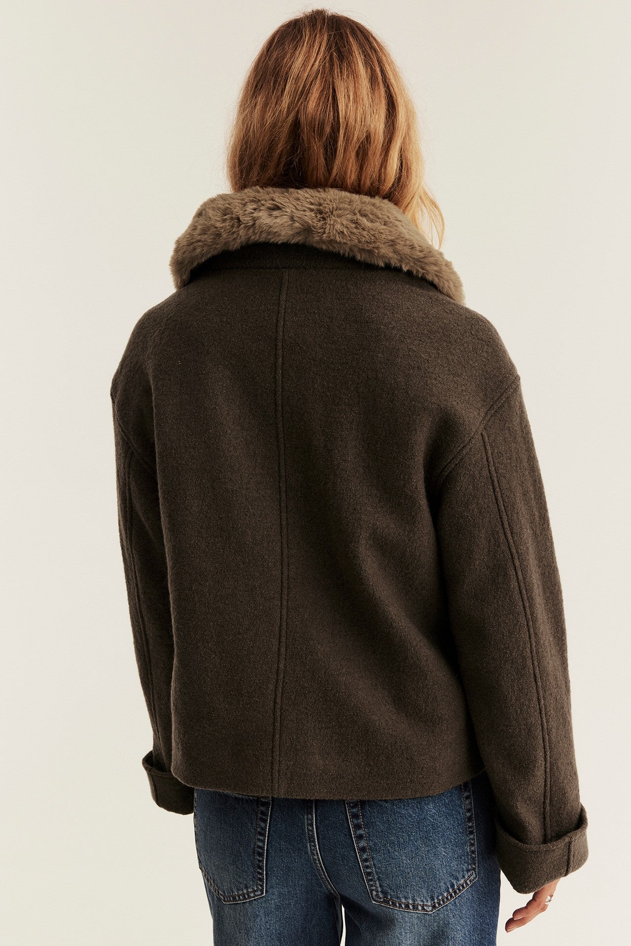 Women's brown short wool jacket
