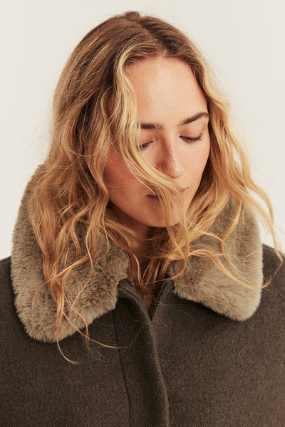 Women's brown short wool jacket