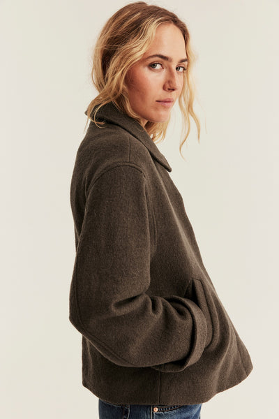 Women's brown short wool jacket