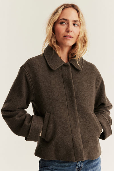 Women's brown short wool jacket