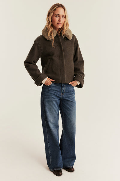 Women's brown short wool jacket