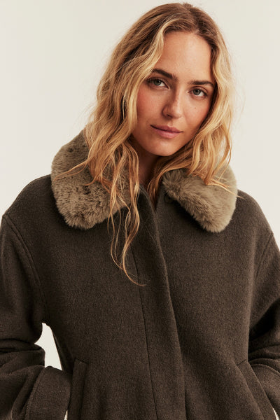 Women's brown short wool jacket