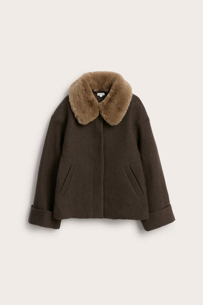 Women's brown short wool jacket