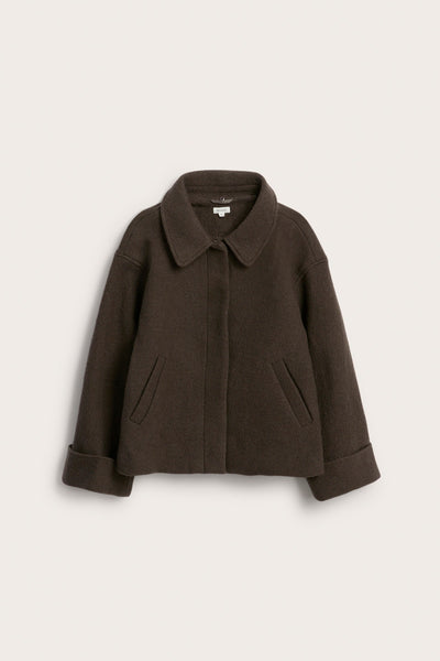 Women's brown short wool jacket