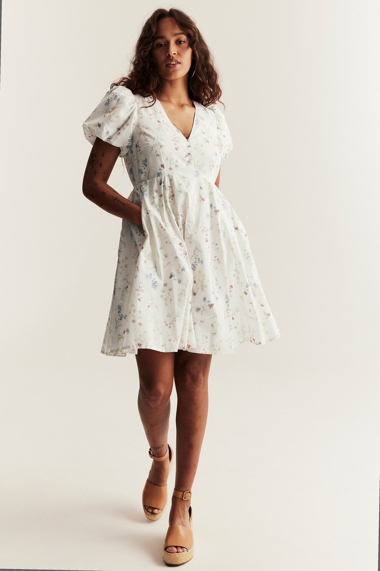Women's white floral dress