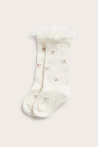 Baby floral knee-high socks with ruffle